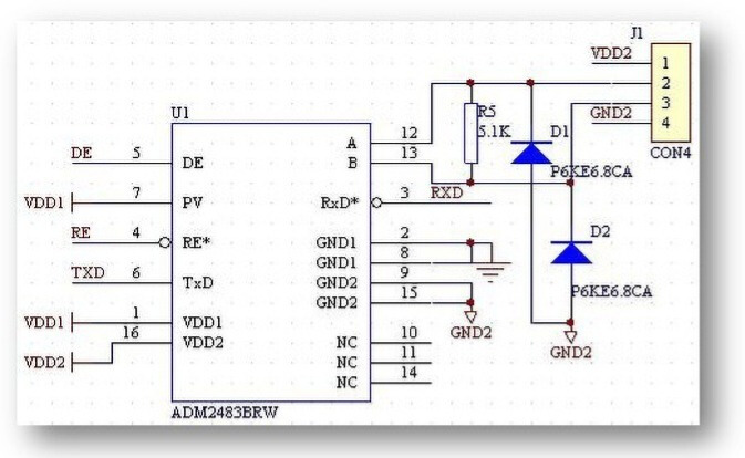 RS485電路及隔離技術：光電隔離RS485典型電路