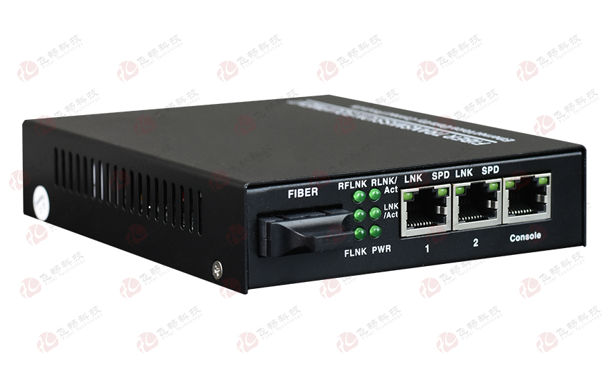 深夜成人视频科技-管理型 1光2電百兆光纖收發器（內置電源）
